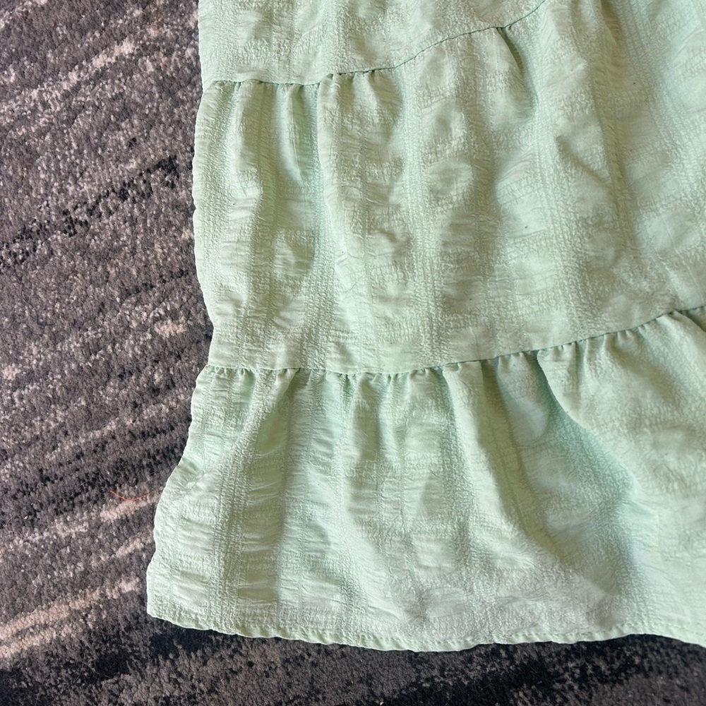 LIBERTY LOVE Pastel Green Tiered Smocked Dress With Puff Sleeves - Picture 2 of 9